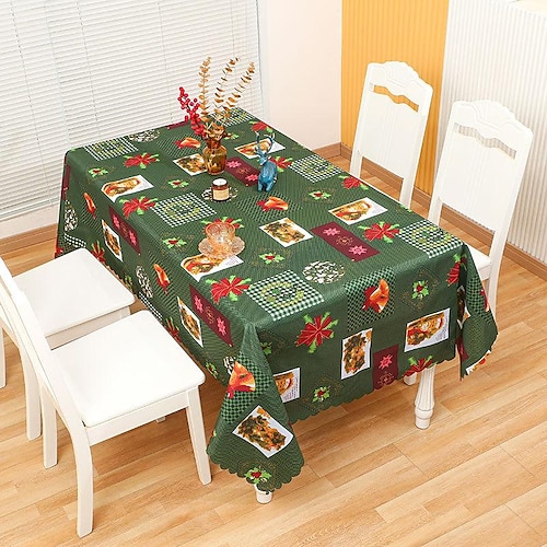 

Mantel estampado navideño, funda para silla, decoración festiva, funda elástica para silla de una pieza, mantel absorbente