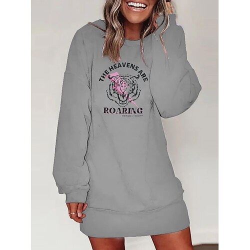 

The Heavens Are Roaring Casual White Geometric Casual Women's Sweatshirt Dress