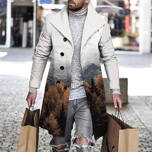 

Per uomo Cappotto Con Tasche Ufficio Strada Indossalo per lavorare Monopetto Collo ripiegabile Lavoro Da ufficio Ufficio Giacca Capispalla Paesaggi Tasca frontale Bottone giù Stampa Giallo