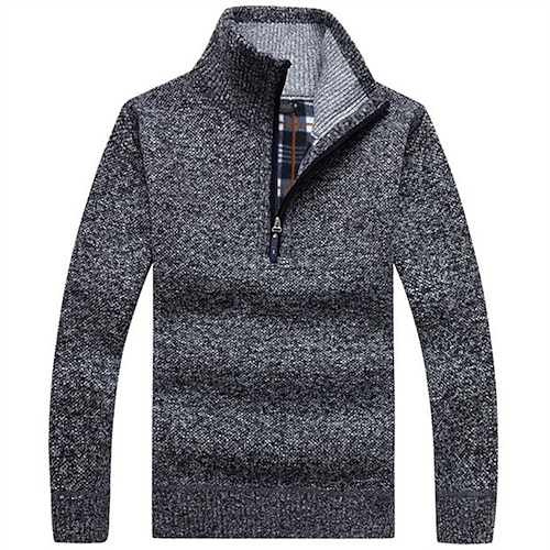 

Men's Pullover Sweater Jumper Fleece Sweater Ribbed Knit Cropped Knitted Solid Color Turtleneck Keep Warm Modern Contemporary Work Daily Wear Clothing Apparel Spring & Fall Wine Blue M L XL