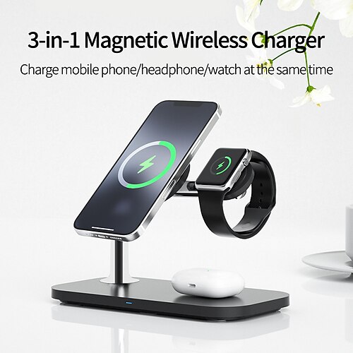 

30W 3 in 1 Magnetic Wireless Charger Fast Charge Phone Holder for iPhone 13/12/12Pro Max Airpods Pro 2 3 Apple Watch