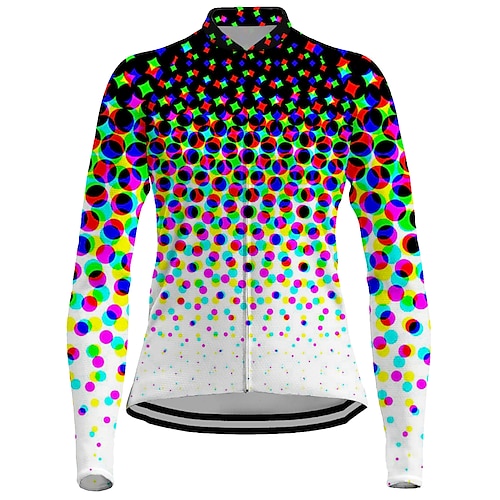 

21Grams Women's Cycling Jersey Long Sleeve Bike Jersey Top with 3 Rear Pockets Mountain Bike MTB Road Bike Cycling Breathable Quick Dry Moisture Wicking Reflective Strips Black Polka Dot Spandex