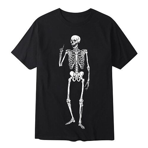 

Halloween Skjelett / Kranium T-skjorte Anime Tegneserie Animé Klassisk Gate stil T-Trøye Til Herre Dame Unisex Voksne 3D-utskrift 100% Polyester