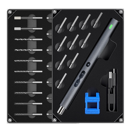 

Adjustable Electric Screwdriver Bit Set Lithium Battery Electric Abrasive Rechargeable Portable Magnetic Repair Tool Kit With Led Lights For Phones Watch Jewelers Laptops