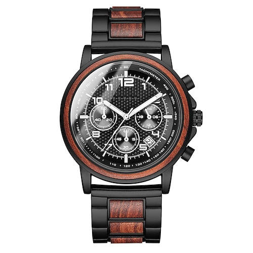 

Quartz Watch for Men Analog - Digital Quartz Luminous Casual Calendar Wooden wooden Classic Theme