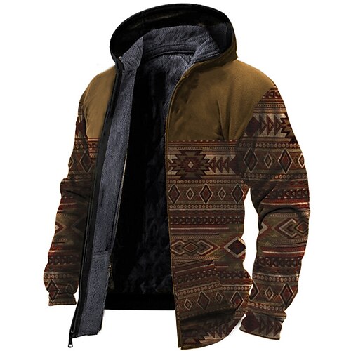 

Men's Fleece Jacket Full Zip Hoodie Fleece Hoodie Sherpa Jacket Blue Purple Dark Gray Brown Coffee Hooded Graphic Prints Zipper Print Sports & Outdoor Daily Sports 3D Print Fleece Boho Streetwear