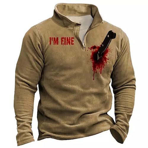 

Men's Unisex Zip Up Sweatshirt Pullover Brown Half Zip Graphic Prints Zipper Print Daily Sports 3D Print Designer Casual Big and Tall Clothing Apparel Hoodies Sweatshirts Long Sleeve