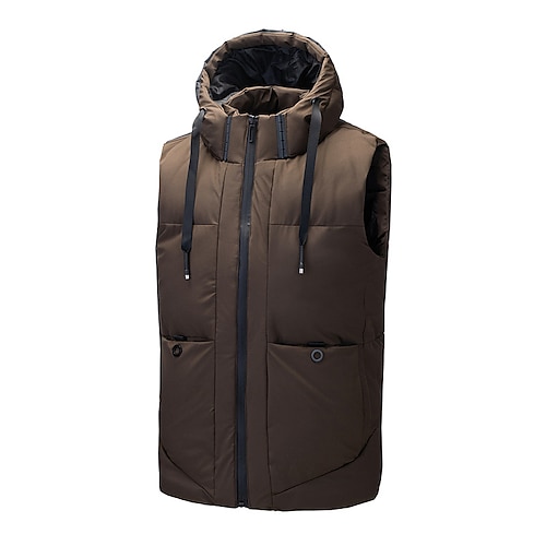 

Men's Puffer Vest Outdoor Casual / Daily Vacation Going out To-Go Pure Color Outerwear Clothing Apparel Dark Grey Black Brown