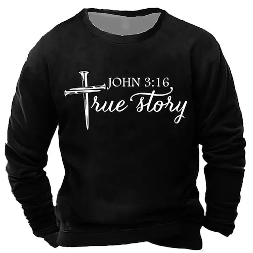 

Men's Sweatshirt Pullover Green Black Purple Dark Gray Brown Crew Neck Letter Graphic Prints Cross Print Daily Sports Holiday 3D Print Basic Streetwear Designer Spring & Fall Clothing Apparel Hoodies