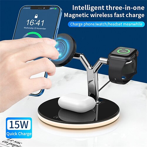 

Wireless Charger 15 W Output Power Wireless Charging Stand CE Certified Fast Wireless Charging MagSafe Magnetic For Apple Watch Compatible with any wireless charging enabled devices 1 PCS