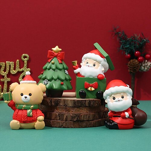 

Christmas gifts santa claus savings piggy bank desk car small ornaments stars night light decoration