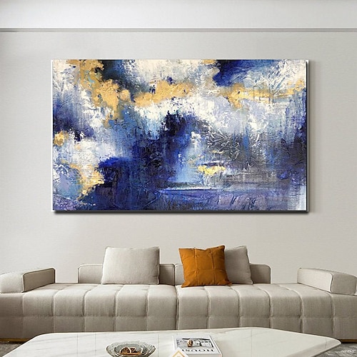

Handmade Oil Painting canvas Wall Art Decoration Abstract knife Painting blue For Home Decor Rolled Frameless Unshi Shi painting