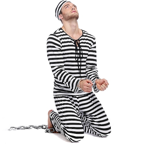  Więzień Halloween Kostium Cosplay Stroje Wymyślny kostium Cosplay Dla dorosłych Męskie Halloween Karnawał Łatwe kostiumy na Halloween Wystroić