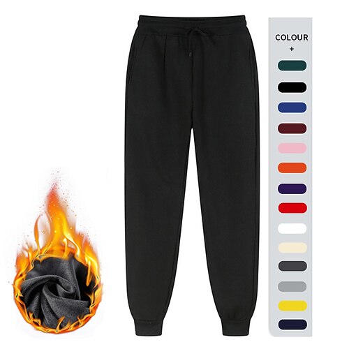 

Men's Fleece Pants Sweatpants Joggers Trousers Winter Pants Side Pockets Elastic Waist Fleece Solid Color Comfort Warm Daily Casual Navy Apricot / Spring / Drawstring / Elasticity