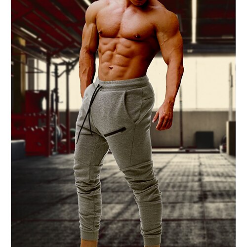 

Men's Joggers Sweatpants Drawstring Zipper Pocket Bottoms Athletic Athleisure Cotton Breathable Moisture Wicking Soft Fitness Running Jogging Sportswear Activewear Solid Colored Dark Grey Black Light