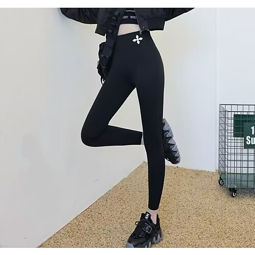 

Women's Slim Fleece Pants Fleece lined Ash Black High Rise Stylish Formal Casual Micro-elastic Full Length Warm Plain S M L XL 2XL / Winter