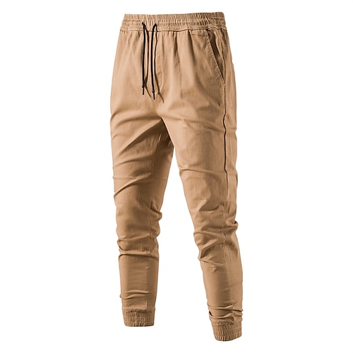 

Men's Joggers Slacks Trousers Casual Pants Pocket Drawstring Elastic Waist Solid Color Breathable Soft Daily Going out Streetwear 100% Cotton Stylish Classic Black Blue Micro-elastic