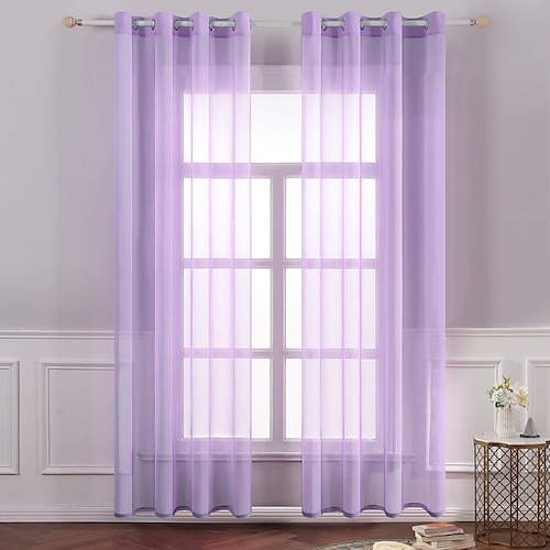 

1 Panel Semi Sheer Voile Light Filtering Window Curtain Grommet Panels for Bedroom & Living Room