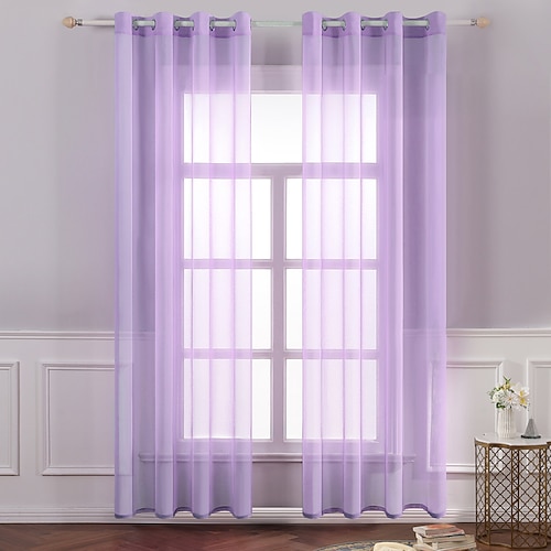 

1 Panel Semi Sheer Voile Light Filtering Window Curtain Grommet Panels for Bedroom Living Room