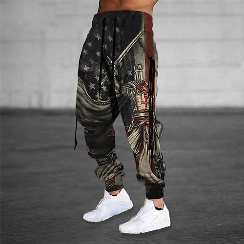 

Men's Sweatpants Joggers Trousers Drawstring Elastic Waist 3D Print Graphic Prints Comfort Breathable Sports Outdoor Casual Daily Cotton Blend Terry Streetwear Stylish Blue Red Micro-elastic