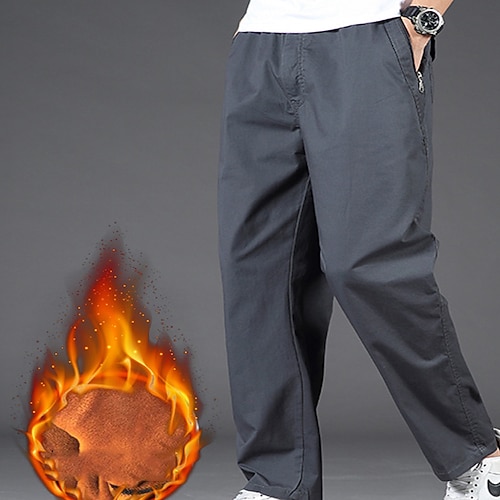 

Men's Cargo Pants Fleece Pants Trousers Zipper Elastic Waist Multi Pocket Solid Color Comfort Breathable Full Length Casual Daily Going out 100% Cotton Sports Stylish ArmyGreen Black High Waist