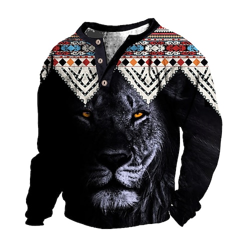 

Men's Sweatshirt Pullover Black Lion Graphic Prints Print Casual Daily Sports 3D Print Basic Streetwear Casual Spring & Fall Clothing Apparel Hoodies Sweatshirts Long Sleeve