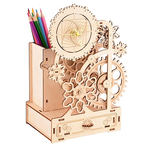 

Puzzle en bois 3d roue de la fortune kits de construction de modèles boîte à musique rotative porte-stylo cadeau d'anniversaire de noël pour enfants filles fille femme petite amie