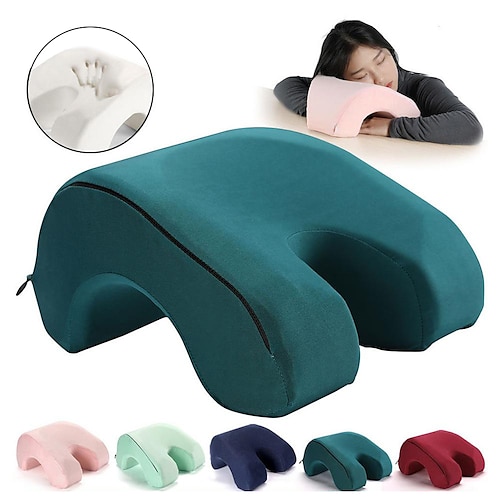 

Memory Foam Nap Sleeping Pillow Cushion Solid Colored Office Slow Rebound Face Down Desk Pillow Cushion Nap Sleeping Pillow