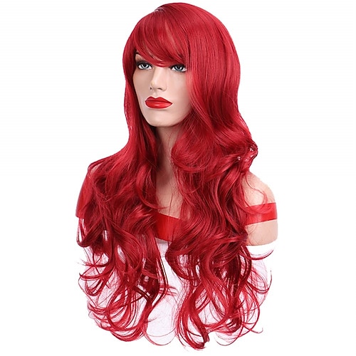 

28inch Red Wig Long Curly Hair Red Cosplay Wig for Women Red Wig Christmas Party Wigs
