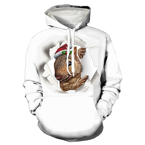 

Men's Pullover Hoodie Sweatshirt Black And White Green Brown White Hooded Graphic Prints Squirrel Print Daily Sports 3D Print Basic Streetwear Designer Spring & Fall Clothing Apparel Hoodies