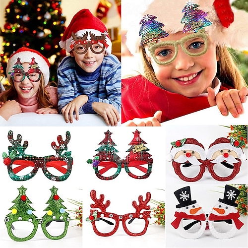 

Christmas Glitter Party Glasses Frame Creative Funny Eyewear Xmas Decoration Eyeglasses Kids Gifts Merry Christmas Navidad