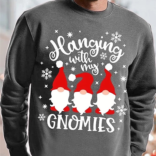 

Men's Sweatshirt Black Red Navy Blue Gray White Crew Neck Santa Claus Graphic Prints Print Christmas Sports Outdoor Sports Basic Casual Christmas Winter Fall Clothing Apparel Hoodies Sweatshirts