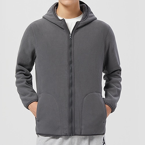 

Men's Fleece Jacket Casual Jacket Outdoor Casual / Daily Daily Wear Vacation Going out Zipper Hooded Warm Ups Comfort Zipper Front Jacket Outerwear Solid Color Zipper Pocket Green Black Dark Navy