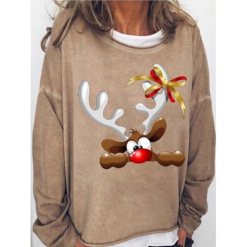 

Women's Sweatshirt Pullover Streetwear Christmas Light Blue Olive Green Black Graphic Christmas Round Neck Long Sleeve S M L XL 2XL 3XL