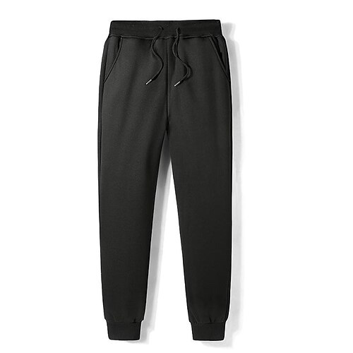 Winter Sherpa Lined Sweatpants For Men Women Plus Size Waterproof Windproof  Fleece Joggers Running Pants L-7xl Black Gray Color
