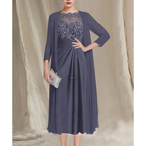 

Women's Lace Dress Dress Set Midi Dress Purple 3/4 Length Sleeve Pure Color Lace Fall Winter Square Neck Stylish Modern 2022 S M L XL 2XL 3XL