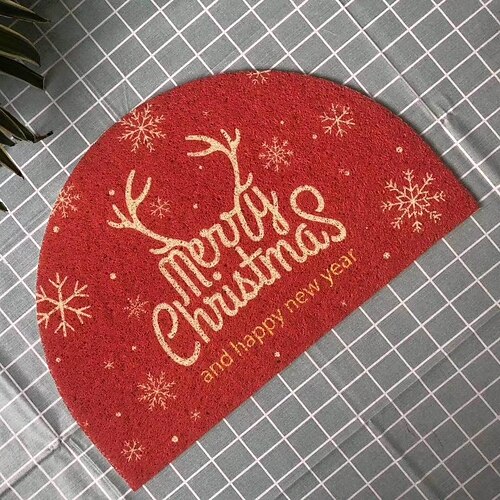 

Christmas PVC Floor Mat Semi-Circular Festive Atmosphere Household Carpet Household Door Mat Rubbing Mud Non-Slip Mat