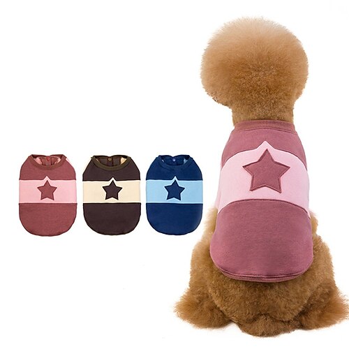 

Pet Sweater Five Pointed Star Patch Dog Clothes Fleece Teddy Dog Sweater