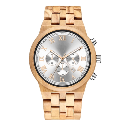 

Herre Quartz ure Kalender Wooden Ur