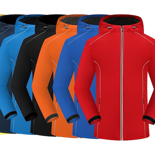 

Men's Women's Hoodie Jacket Winter Outdoor Waterproof Windproof Jacket Hoodie Sapphire Kong Lan Yellow Orange Red