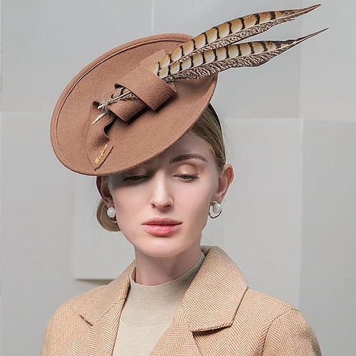

Headbands Headwear Feather 100% Wool Bucket Hat Special Occasion Party / Evening Artistic / Retro With Feather Headpiece Headwear