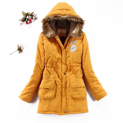 

Per donna Giacca invernale Cappotto invernale Parka Antivento Tenere al caldo Esterno Strada Giornaliero Da mare Cerniera Tasche A cordoncino Collo di pelliccia Cerniera Felpa Moderno Casual