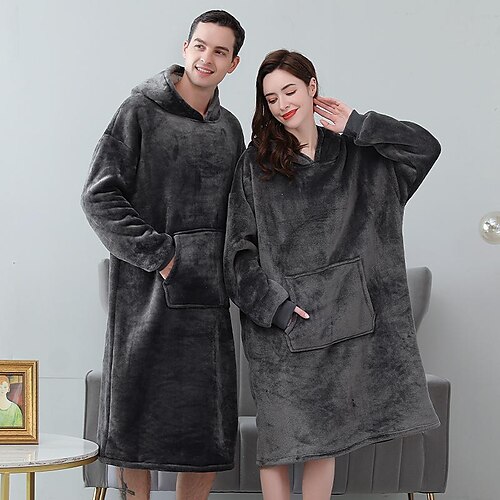 

Ovesized Wearable Blanket Hoodie, Sherpa Fleece Blanket for Women Men Flannel Sherpa Soft Warm Cozy Blanket Jacket Sweater Gift for Adult Teens One Size