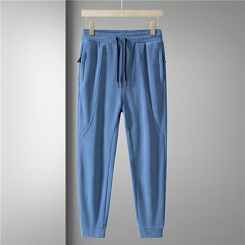 

Men's Sweatpants Joggers Winter Pants Trousers Jogging Pants Drawstring Elastic Waist Velvet Solid Color Warm Soft Full Length Daily Wear Streetwear Casual Black Blue Micro-elastic