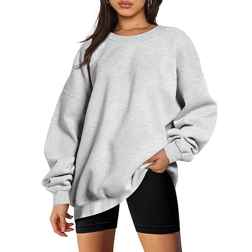 

Women's Sweatshirt Pullover Active Streetwear milky Royal Blue Orange Solid Color Street Round Neck Long Sleeve S M L XL