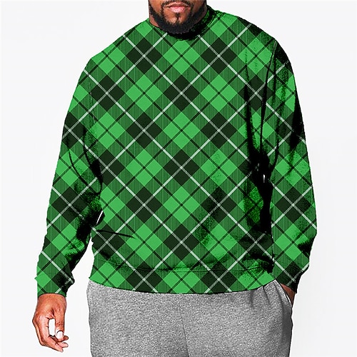 

Men's Plus Size Pullover Sweatshirt Big and Tall Graphic Crew Neck Long Sleeve Spring & Fall Basic Fashion Streetwear Comfortable Casual Sports Tops