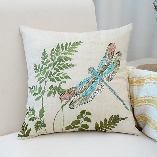

Dragonfly Embroidery Throw Pillow Cover Decorative Pillowcase Throw Cushion Cover for Sofa Couch Bed Bench Living Room 1PC