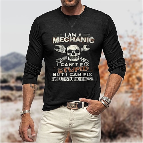 

Men's T shirt Tee Skull Graphic Prints Crew Neck Navy Blue Coffee Black Hot Stamping Street Daily Long Sleeve Print Clothing Apparel Fashion Designer Casual Comfortable