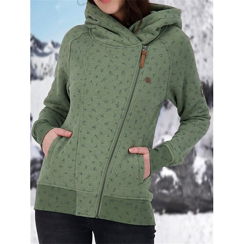 

Women's Hoodie Sweatshirt Pullover Basic Pocket Zip Up Green Graphic Street Hoodie Long Sleeve S M L XL 2XL
