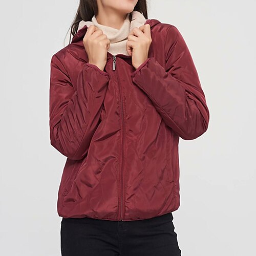 

Women's Winter Jacket Winter Coat Parka Windproof Warm Outdoor Street Daily Vacation Zipper Pocket Fleece Lined Zipper Hoodie Contemporary Casual Daily Street Style Preppy Style Solid Color Regular